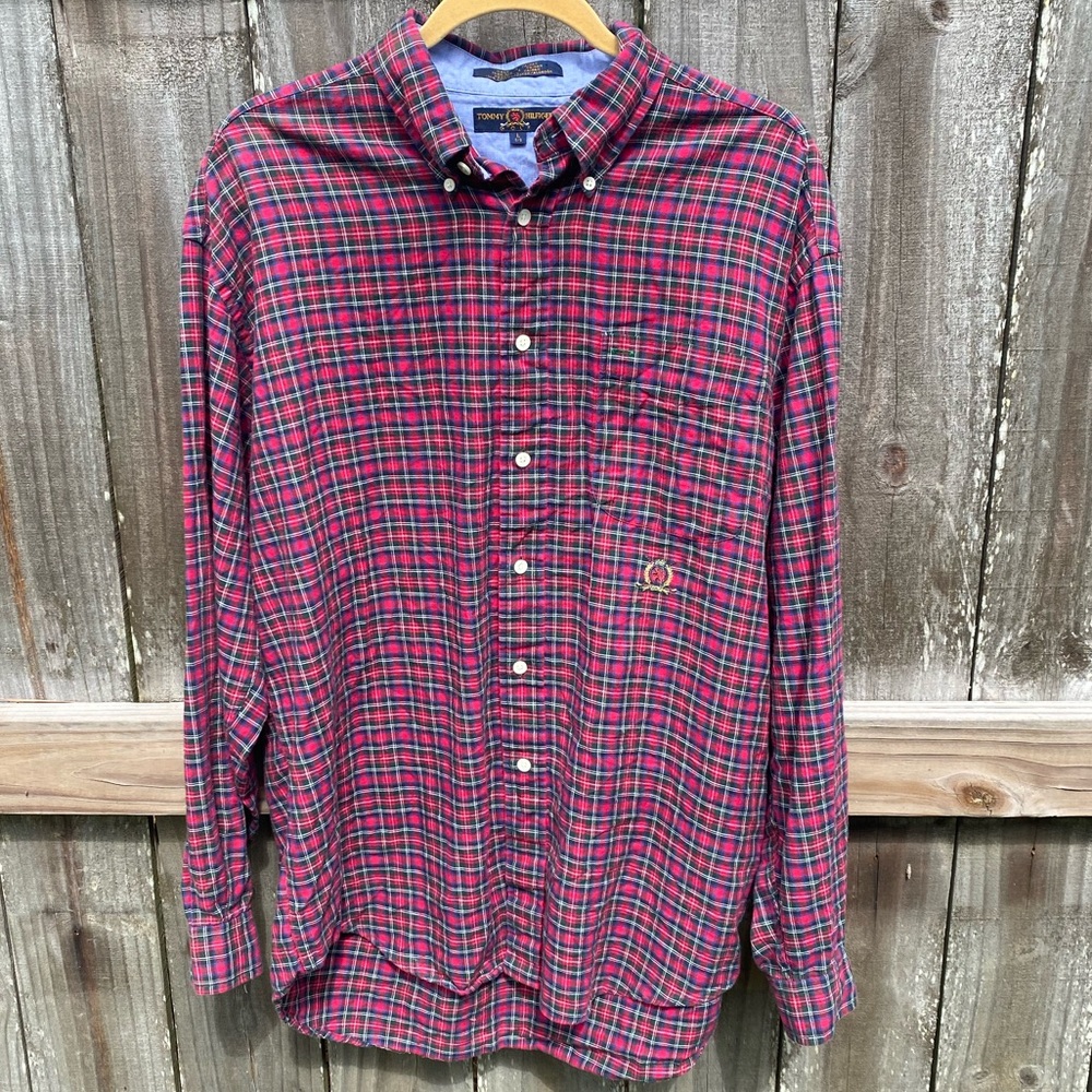 Tommy Hilfiger Golf Red Long Sleeve Dress Shirt